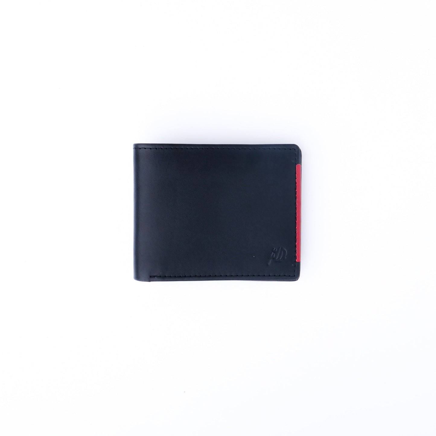 Blue Pure Leather Wallet Bifold Red Stripe