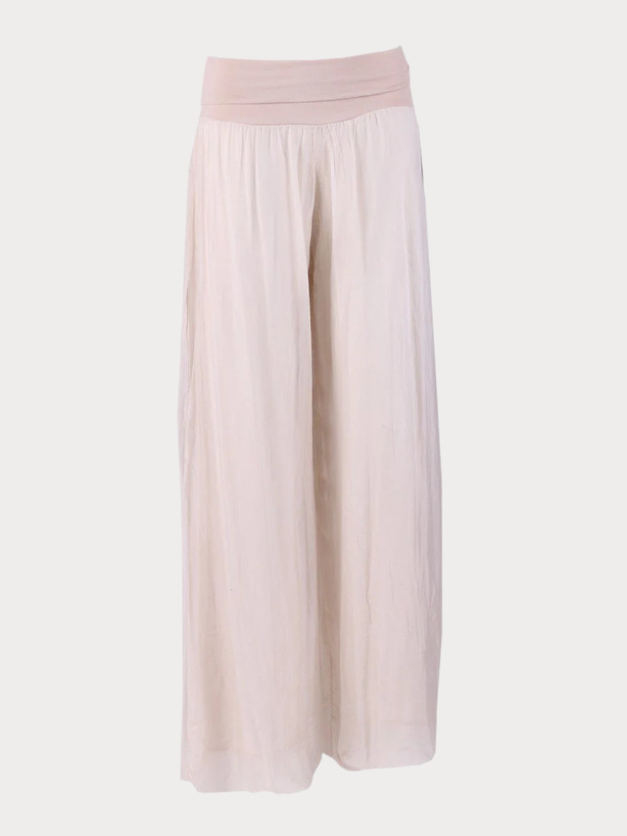 Champagne Donna Italian Silk Palazzo Pant