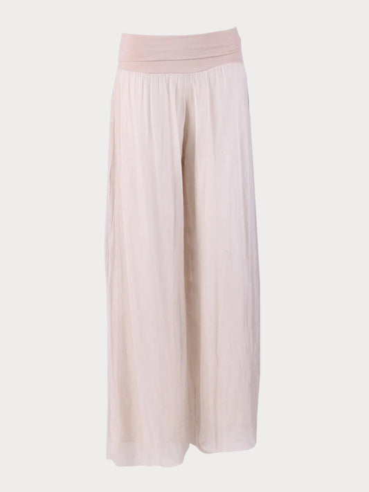 Champagne Donna Italian Silk Palazzo Pant