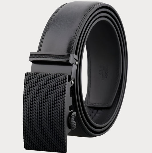 Black Leather Belt Adjustable Buckle