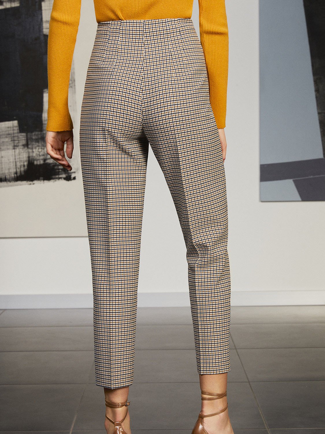 High-waisted Plaid Pants