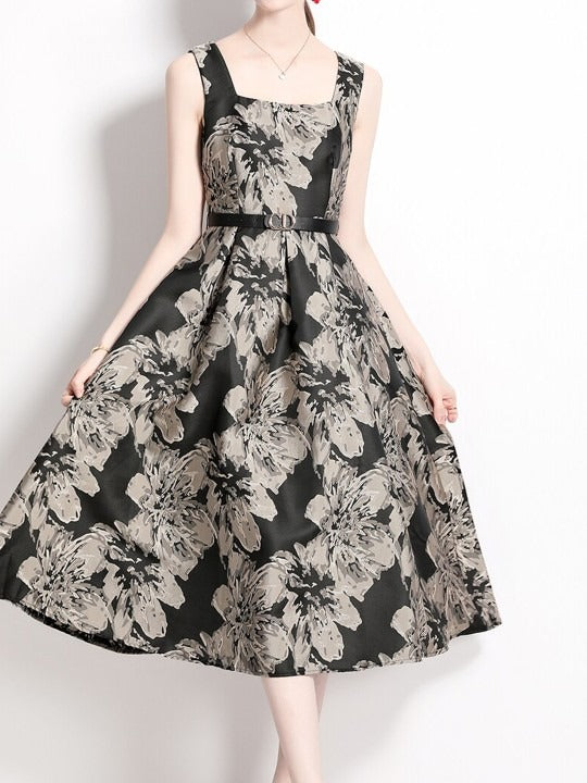 Elegant A-line Jacquard Long Dress