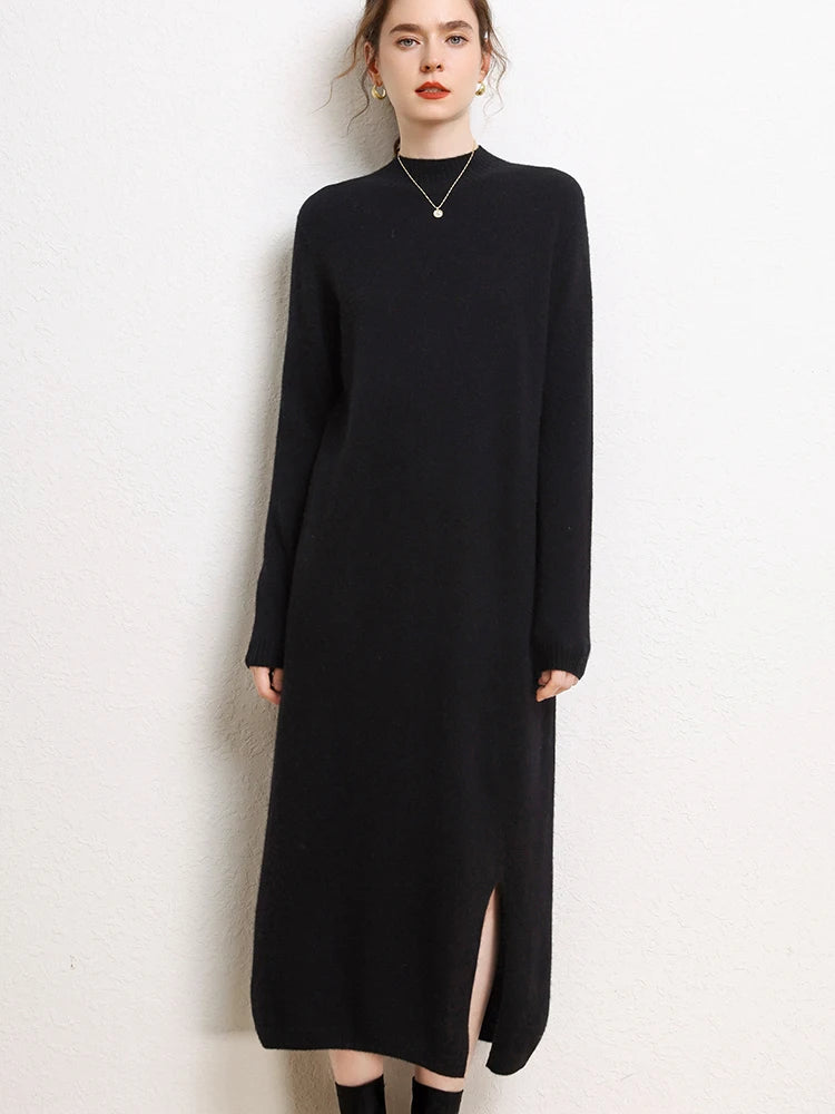 Cashmere Dress Mock Neck