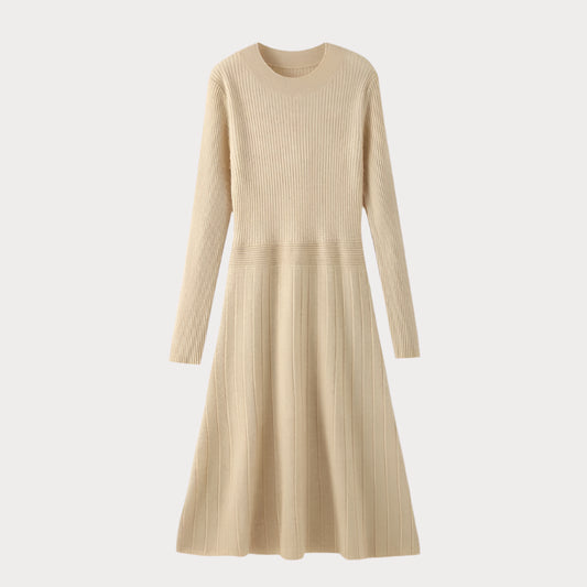 Long Cashmere Mock-Neck Slim Dress