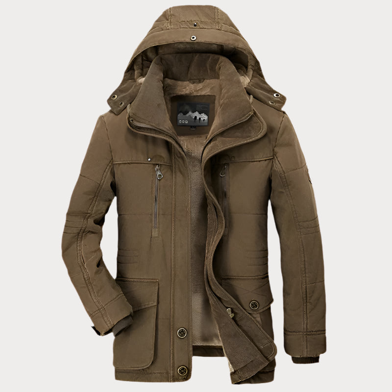 Mens Hooded Winter Parka Coat with Inner Fleece