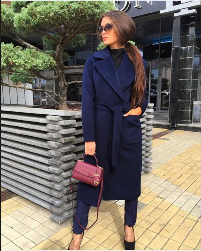 Blue Women Wool Coat