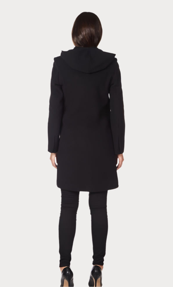 De La Creme - Women's Wool Blend Hooded Zip Coat