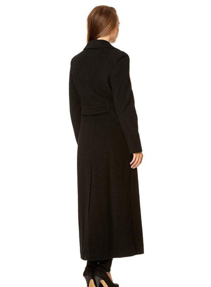 Wool Blend Double Breasted Long Coat