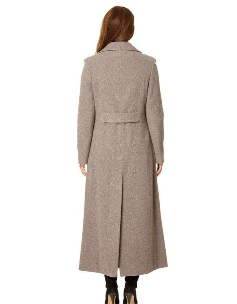 Wool Blend Double Breasted Long Coat