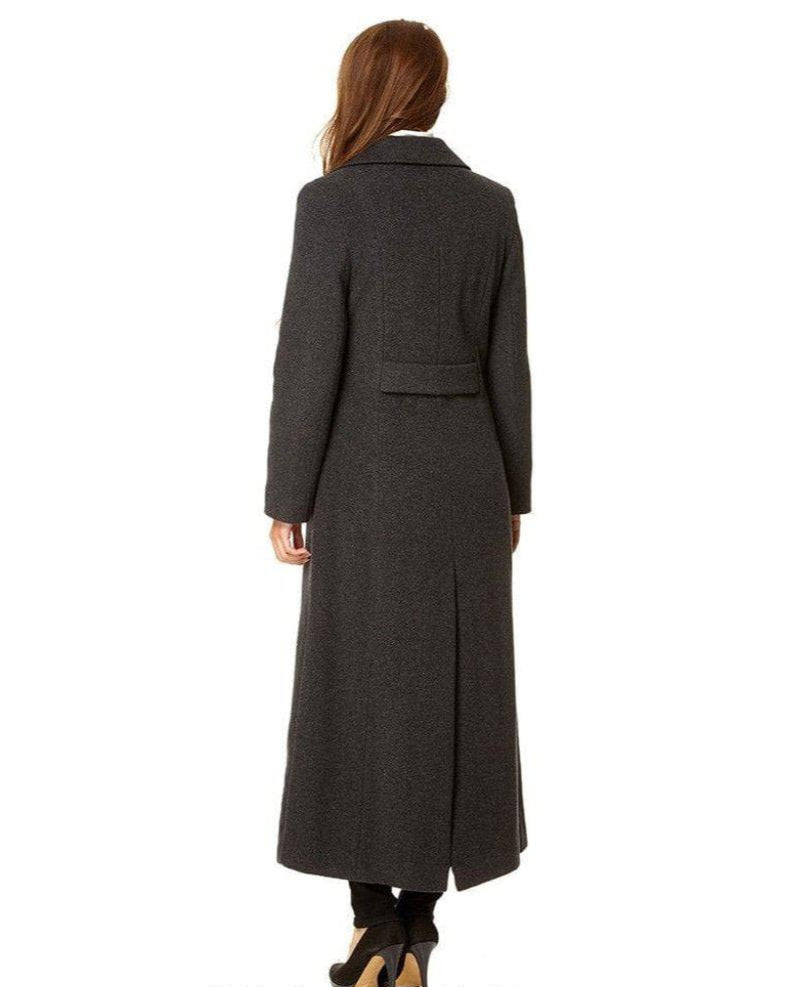 Wool Blend Double Breasted Long Coat