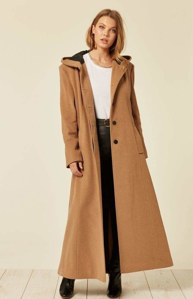 Oversized Wool Blend Hooded Long Coat