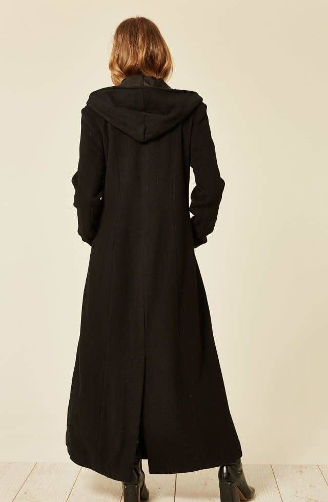 Oversized Wool Blend Hooded Long Coat