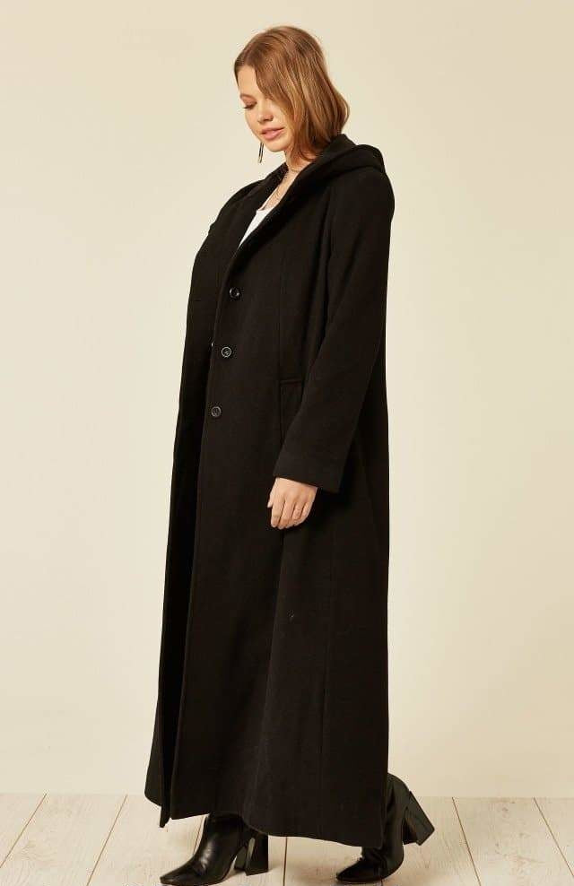 Oversized Wool Blend Hooded Long Coat