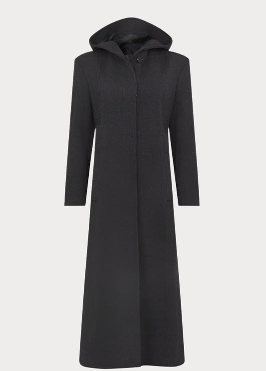 Oversized Wool Blend Hooded Long Coat