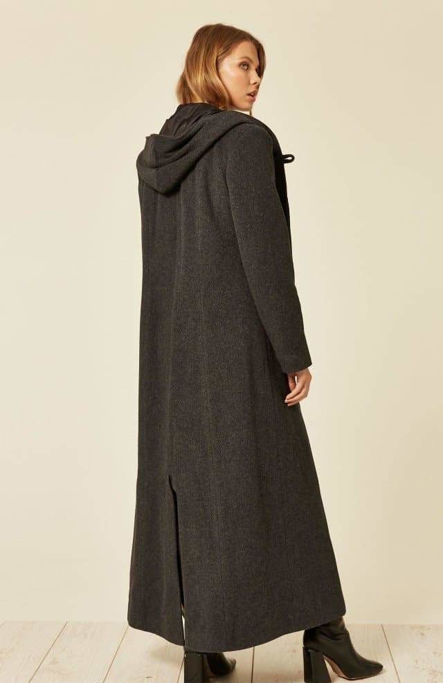 Oversized Wool Blend Hooded Long Coat